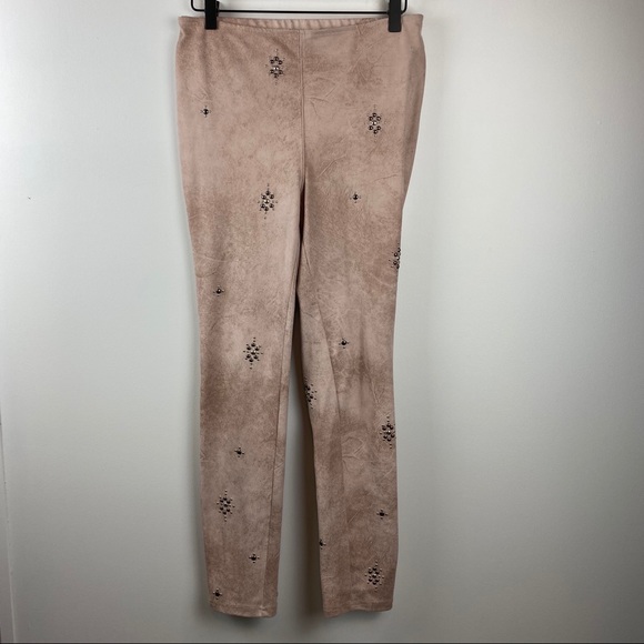 FREE PEOPLE Dusty Rose Vegan Suede Studded Pants - Picture 4 of 8
